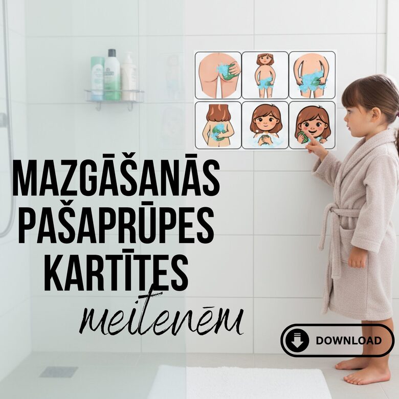 Visual support material – Washing sequence cards for girls LV