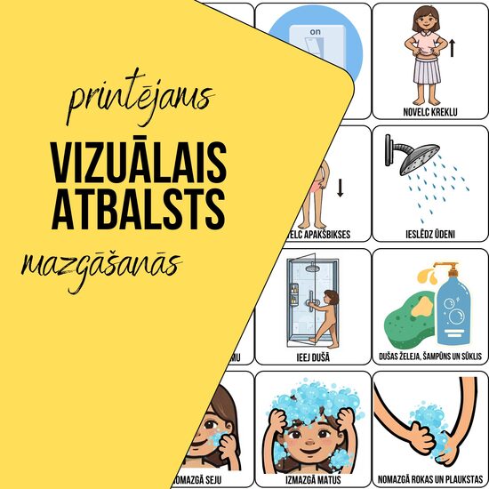 Visual support material – Washing sequence cards for girls LV