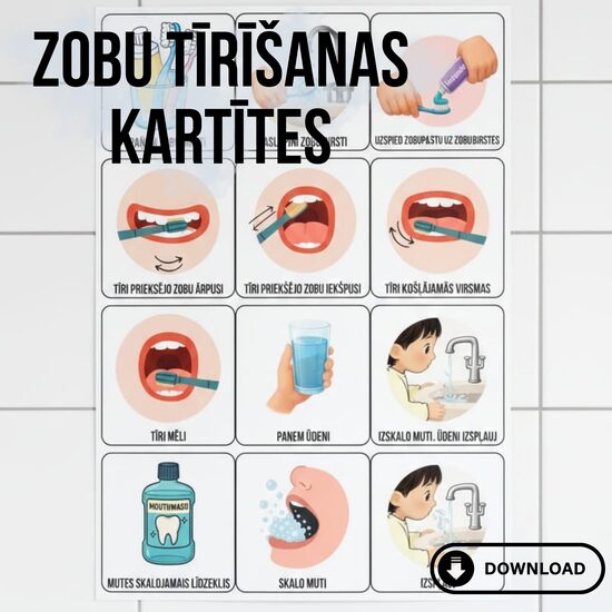 Visual Support Material – Tooth Brushing and Flossing Sequence Cards LV