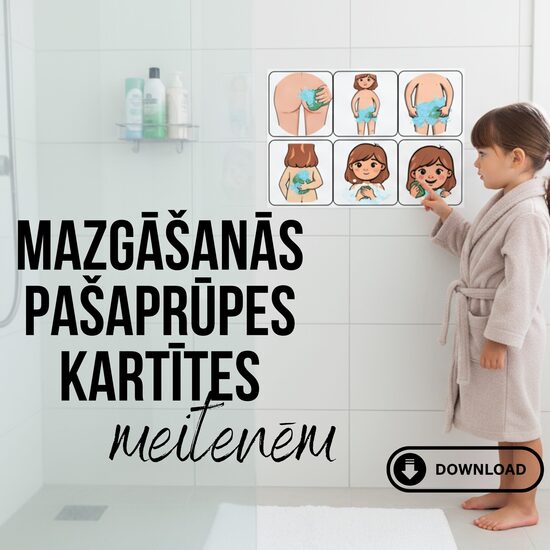 Visual support material – Washing sequence cards for girls LV